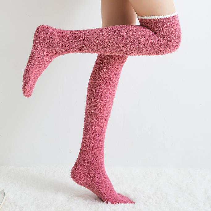 Coral fleece thick warm plush high knee socks | Sock Manufacturers